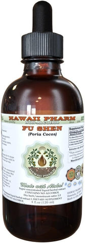 Fu Shen Extrato Líquido Livre de Álcool, Fu Shen, Poria do Espírito (Poria Cocos) Esclerócio com Glicerito de Madeira Hospedeira Hawaii Pharm Suplemento Herbal Natural 120 ml
