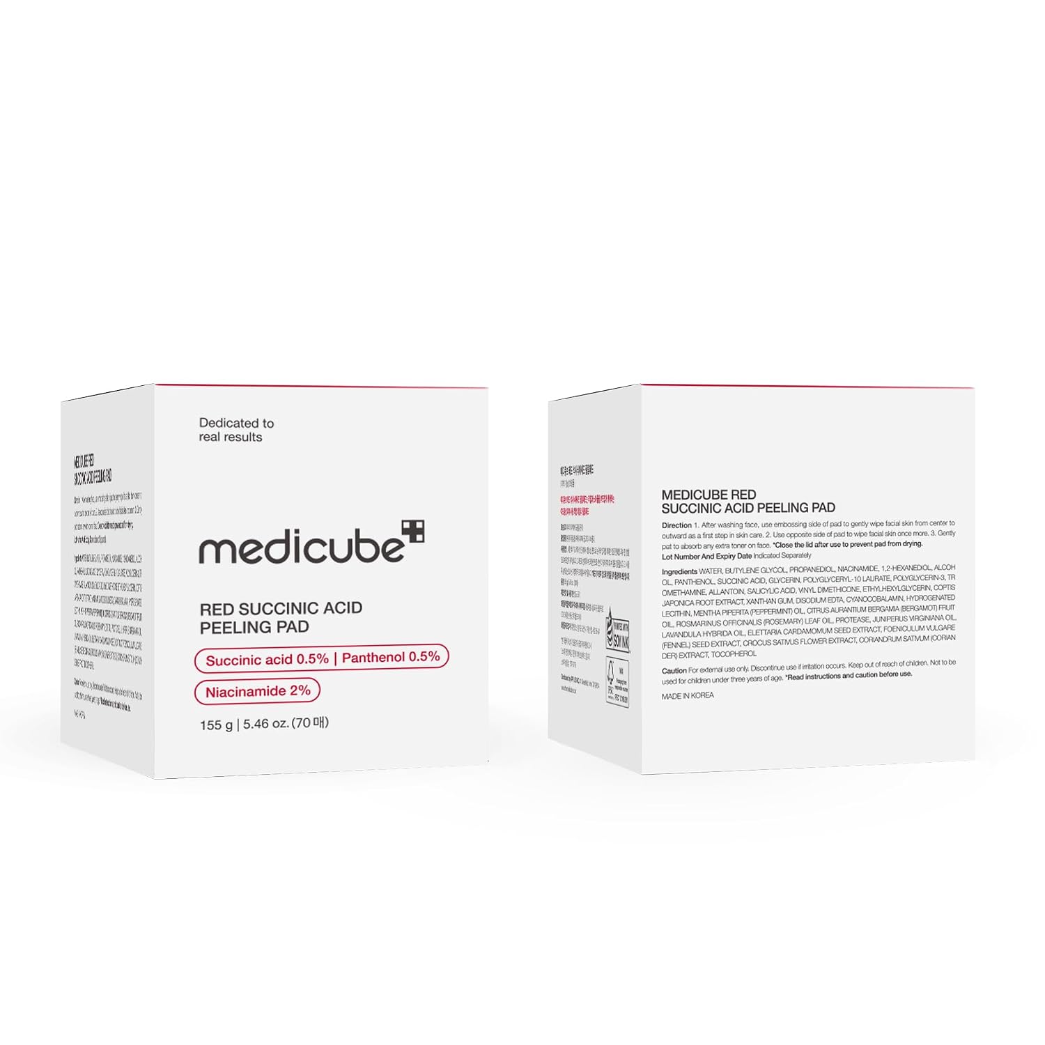 medicube Toner Pads Red Succinic Acid Panthenol Facial Peeling Pad | Exfoliating Toner Pad for Breakout-Prone Skin | Niacinamide, AHA, BHA, and Soothing Panthenol - Non-Comedogenic, 70 Pads (1 Pack)