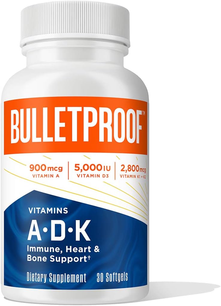 Bulletproof - Vitaminas A-D-K Softgels à Prova de Balas, 30 Unidades, Suplemento para Saúde do Coração, Ossos e Suporte Imunológico