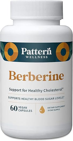 Suplemento Pattern Wellness Berberine com Canela Ceylon Orgânica – Suporte Antioxidante – Saúde Integral – Suporte Saudável ao Colesterol – Fabricado nos EUA – 60 Cápsulas Não-OGM