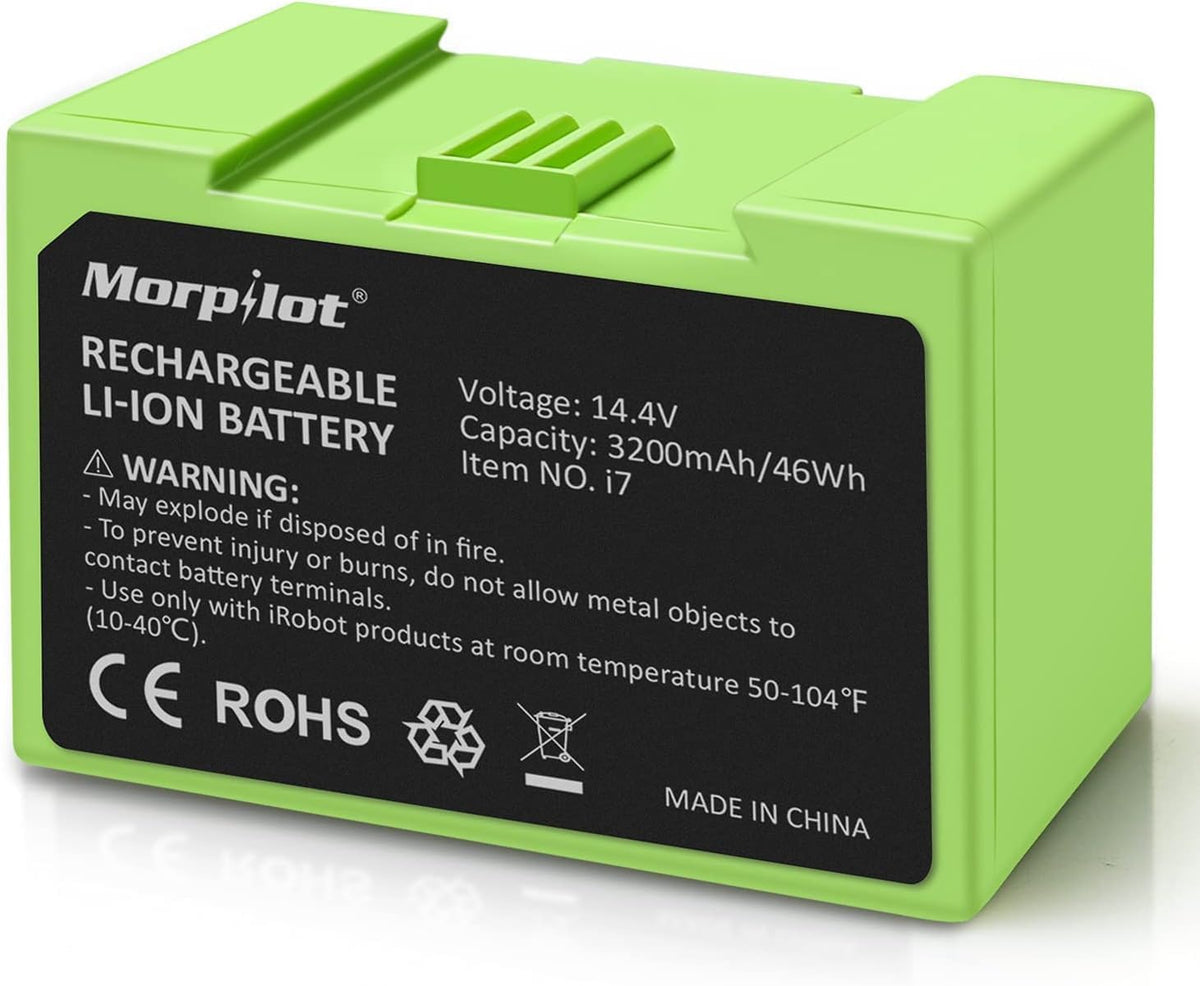 Morpilot - Bateria de Substituição i7 14.4V 3200mAh para iRobot Roomba e e Série i | Alta Capacidade | Compatível com Roomba i7 i8 i6 i4 i3 i7158 J7 7150 7550 e e5 e6
