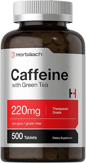 Cafeína 200mg + Chá Verde | 500 Comprimidos | Vegetariano, Não-OGM | Horbäach - Horbäach
