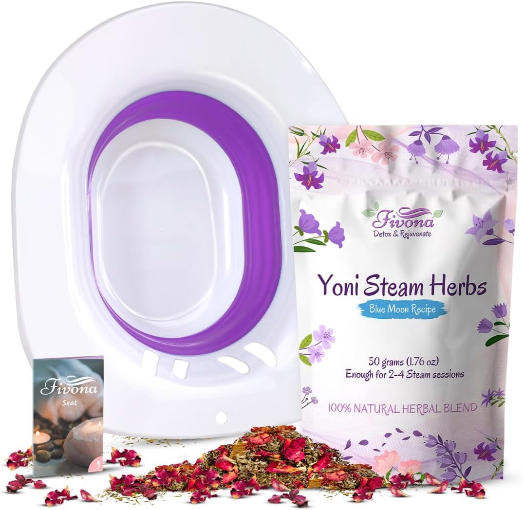 FIVONA - Kit de Vaporização Yoni 2 em 1 Fivona para Assento de Vaso Sanitário com Ervas V Steam Receita Blue Moon para Desintoxicação, Limpeza, Equilíbrio do pH e Controle de Odor – Marca Fivona