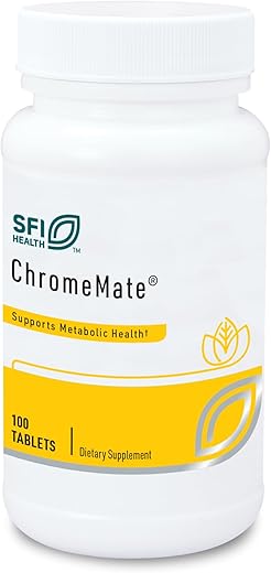 Chromemate – Cromemato de Cromo Polinicotinato 200mcg – Forma Bioativa de Cromo com Niacina – Hipoalergênico (100 Comprimidos) - Klaire Labs