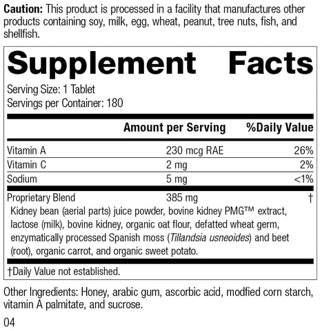 Standard Process Inc. - Suplemento de Saúde Renal Renafood da Standard Process – Suporte Renal com Feijão Vermelho, Vitaminas Renais, Musgo Espanhol, Lactose, Batata Doce Orgânica, Beterraba e