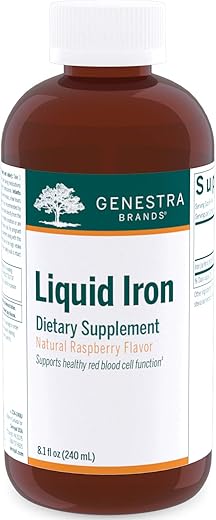 Suplemento Líquido de Ferro | Mineral Coloidal | Sabor Natural de Framboesa | 240 ml - Genestra Brands