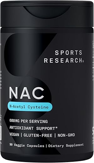N-Acetyl L-Cysteine (NAC) 600mg – 90 Cápsulas Vegetais Veganas – Sem Glúten, Não-OGM. Aroma de Limão - Sports Research