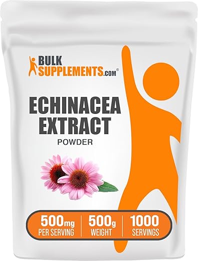 com Extrato de Equinácea em Pó – Suplemento de Equinácea, Suplemento Herbal para Suporte Imunológico – Vegano - BulkSupplements