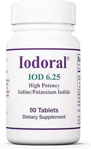 Optimox - Iodoral 6.25 mg – Suplemento de Iodo para Suporte da Tireoide, Comprimidos de Iodeto de Potássio, Solução de Lugol, Vitaminas e Minerais Diários, Comprimidos de Iodo de Alta Potência – 90 Comprimidos 1-Pack