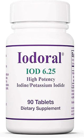 Optimox - Iodoral 6.25 mg – Suplemento de Iodo para Suporte da Tireoide, Comprimidos de Iodeto de Potássio, Solução de Lugol, Vitaminas e Minerais Diários, Comprimidos de Iodo de Alta Potência – 90 Comprimidos 1-Pack