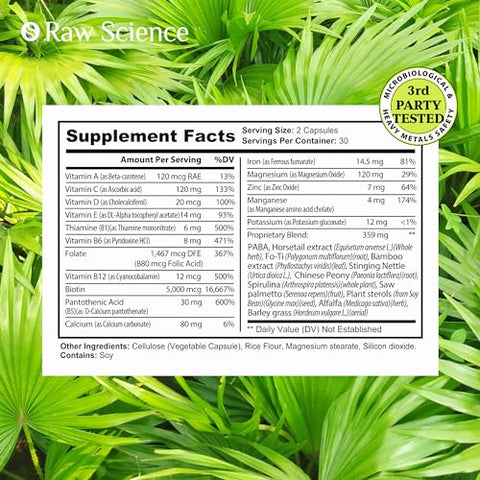 S RAW SCIENCE - Pílulas de Bloqueador de DHT para o Crescimento Capilar – Vitaminas para o Crescimento Capilar: Saw Palmetto para Homens