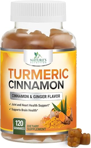 Nature's Nutrition - Gomas de Cúrcuma Curcumina 95%% com Canela e Gengibre – 60 g