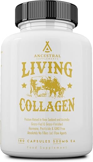 Colágeno Bovino em Pó 3000mg, Promove Pele, Cabelos, Unhas e Articulações Saudáveis, Tipo II, 180 Cápsulas - Ancestral Supplements