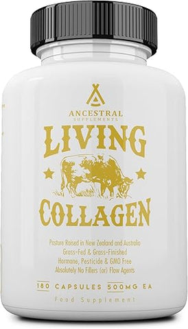 Colágeno Bovino em Pó 3000mg, Promove Pele, Cabelos, Unhas e Articulações Saudáveis, Tipo II, 180 Cápsulas - Ancestral Supplements