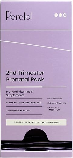 2º Trimestre – Vitaminas Diárias para Gestantes – Ômega DHA, Cálcio e Magnésio para Mulheres – Vitaminas para Mulheres Livres de Soja e Não-OGM (30…) - Perelel