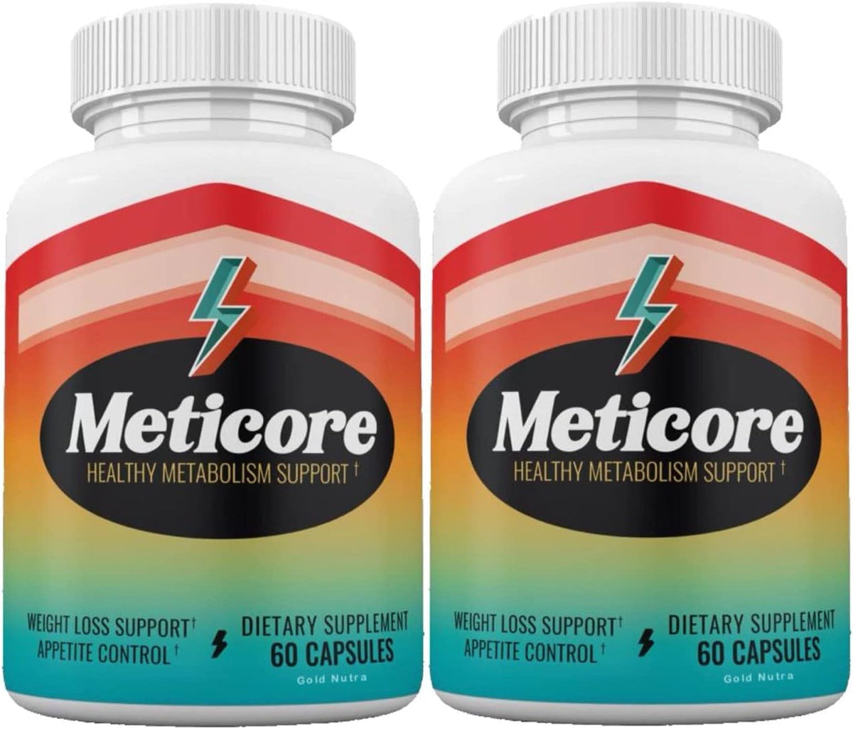 Gold Nutra - (Oficial) 2 Pacotes de Cápsulas Meticore para Gerenciamento de Peso, Suporte Energético, 120 Cápsulas