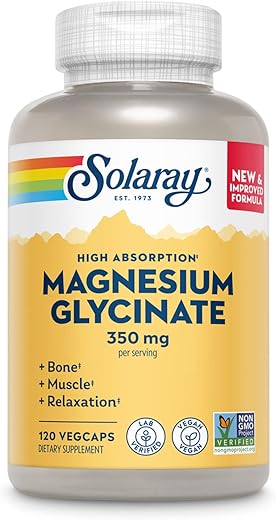 SOLARAY - Solaray Magnesium Glycinate – Novo! Fórmula Avançada com Alta Absorção – 100% Natural – 120 Cápsulas – 400mg por Cápsula – Saúde e Bem-Estar