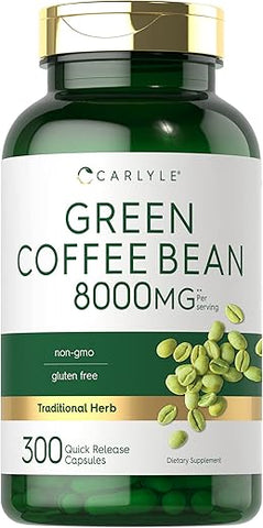 Extrato de Café Verde | 8000 mg | 300 Cápsulas | Fórmula Livre de Transgênicos e Glúten | Suplemento Herbal Tradicional - Carlyle