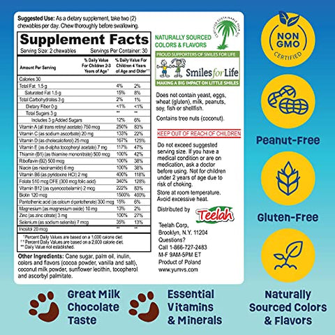 YUM-V'S - YUM-V’S – Multivitamínico Infantil de Ursinhos de Chocolate – 16 Vitaminas – 60 Unidades