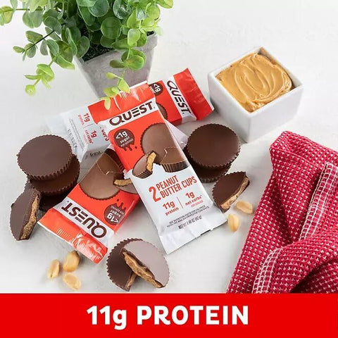Grocerama - Quest Nutrition Peanut Butter Cups (28 unidades) – Deliciosos copinhos de manteiga de amendoim com chocolate – 28 unidades – Embalagem prática – Alta qualidade – Ideal para lanches e sobremesas – Marca Quest Nutrition