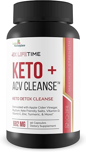 Generic - 3X Lifetime Keto ACV Cleanse – Keto Detox para Limpeza Completa do Corpo – Fornecimento de 90 Dias – Ajuda a Reduzir o Inchaço da Barriga com Suporte Digestivo de Psyllium – Promove Energia