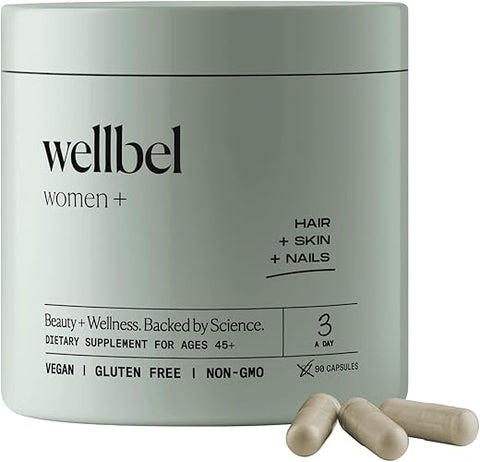 Suplemento Feminino para Cabelo, Pele e Unhas, Vegano, Sem Glúten, Não Transgênico 90 Cápsulas - WELLBEL