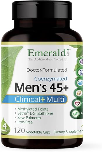 Men’s 45 Clinical Multi – Multivitamínico para Suporte Abrangente, Ósseo – 60 Cápsulas - EMERALD LABS