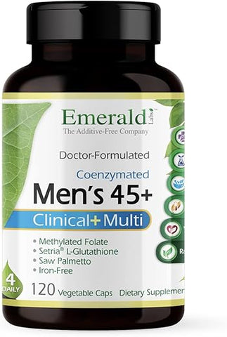 Men’s 45 Clinical Multi – Multivitamínico para Suporte Abrangente, Ósseo – 60 Cápsulas - EMERALD LABS