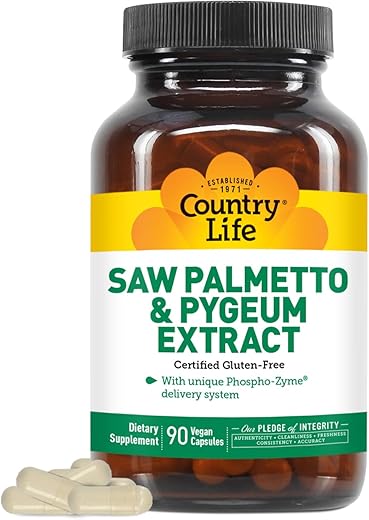 Extrato de Saw Palmetto e Pygeum – 90 Cápsulas Veganas – Marca Country Life - Country Life