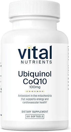 Ubiquinol CoQ10 100mg | Forma Ativada de Coenzima Q10 | Antioxidante Potente para Apoiar a Saúde Cardiovascular e Cerebral* | Livre de Glúten e Lactose | 60 Cápsulas Vegetarianas - Vital Nutrients