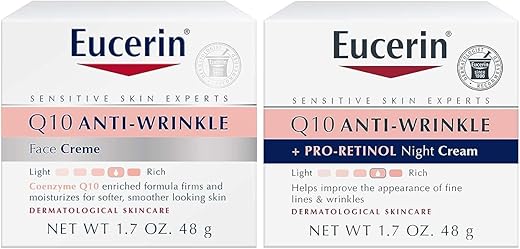 Q10 Creme Facial Anti Rugas, Pacote com Creme Diurno e Creme Noturno para o Rosto, 50ml (Pack com 2 unidades) - Eucerin