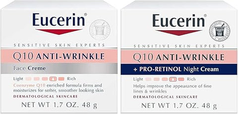 Q10 Creme Facial Anti Rugas, Pacote com Creme Diurno e Creme Noturno para o Rosto, 50ml (Pack com 2 unidades) - Eucerin