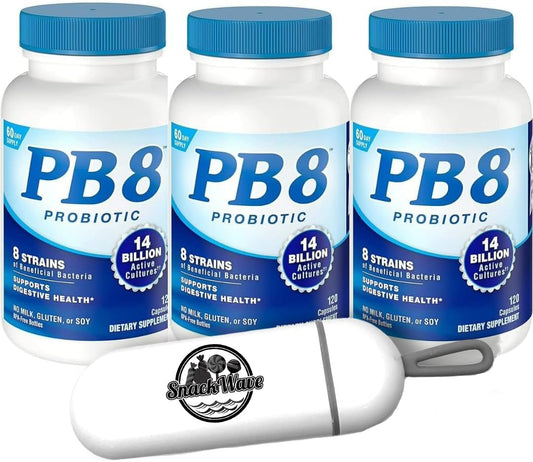 SnackWave - Nutrition Now – PB 8 Probiótico Acidophilus – 120 Cápsulas – Pacote com 3 – Compre Agora!