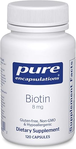 Biotina 8 mg – Suplemento de Vitamina B para Aliviar o Estresse, Cabelo e Pele - Pure Encapsulations