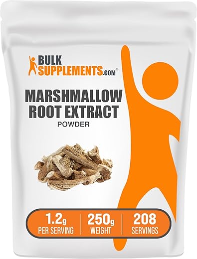 Marshmallow Root Extract Powder – BulkSupplements.com: Suplemento de Raiz de Marshmallow em Pó, Extrato de Marshmallow – Suplemento Herbal, Livre de Glúten, 1200mg por Porção, 250g (8.8 oz) (Embalagem…)