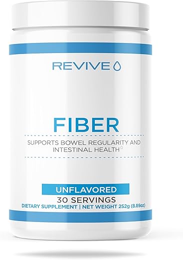 Fiber – Saúde Digestiva, Fibra, Casca de Psyllium, Farinha de Aveia – 30 Porções (30 Porções, Sem Sabor) - Revive MD