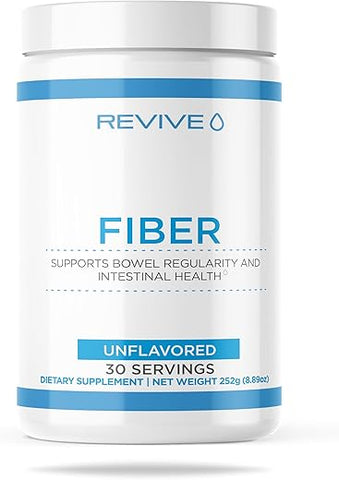Fiber – Saúde Digestiva, Fibra, Casca de Psyllium, Farinha de Aveia – 30 Porções (30 Porções, Sem Sabor) - Revive MD