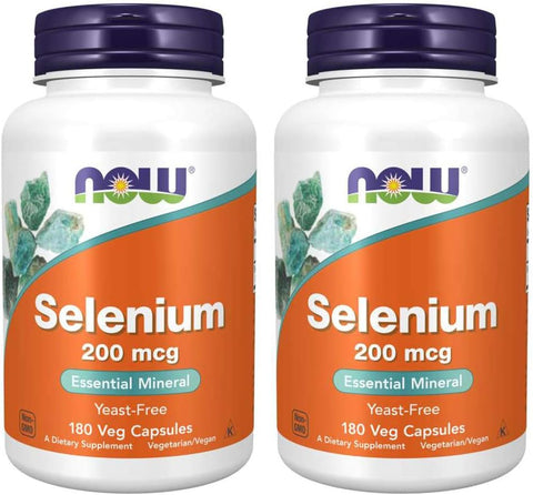 NOW Foods - Now Foods Selênio 200 mcg VCaps, 180 Unidades (Pacote com 2) – Selênio Antioxidante para Saúde e Bem-Estar | Comprimidos Vegetarianos | Embalagem Econômica