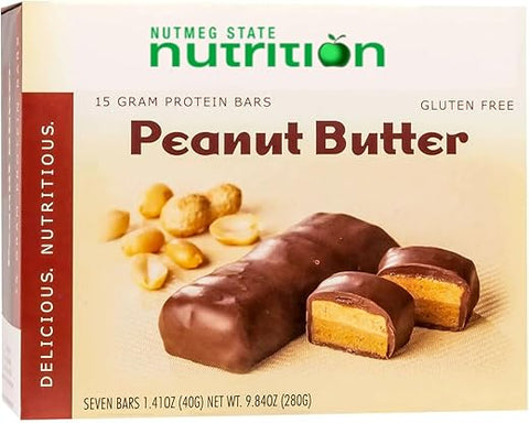 Barras de Alta Proteína, Sem Glúten, Baixa Caloria, Compatíveis com a Proteína Ideal, 7 Porções por Caixa (Manteiga de Amendoim) - Nutmeg State Nutrition