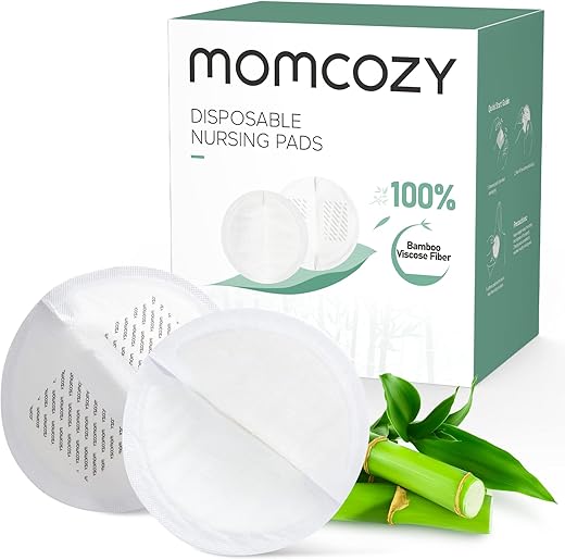 Almofadas de Amamentação Descartáveis de Fibra de Bambu, 100%% Fibra de Bambu, 100%% Biodegradáveis, Reduzem Emissões de Carbono, para Pele Sensível, Embaladas Individualmente (120 Unidades) - Momcozy