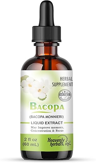 Heavenly Herbals,Inc - Bacopa Drops – Concentração e Memória Melhoradas – Extrato de Bacopa Monnieri | Suplemento Cerebral para Memória e Aumento Cognitivo | Remédio Herbal 60ml – WellnessHerbs