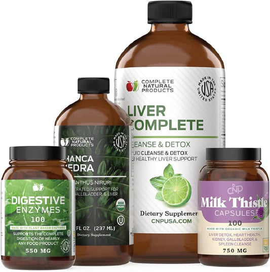 Complete Natural Products - Pacote Completo para Limpeza do Fígado – Desintoxicação Total do Fígado – 100% Natural – Marca Própria