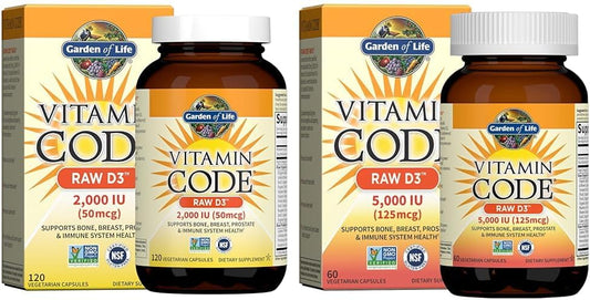 Bundle Vitamina D3 Raw 2000 UI e 5000 UI com Probióticos - Garden of Life