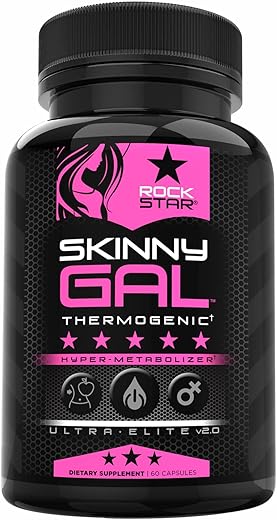 Skinny Gal v2.0 – Pílulas de Emagrecimento para Mulheres Ultra Elite, Supressor de Apetite, Queimador de Gordura Termogênico, 60 Cápsulas Vegetais - Rockstar