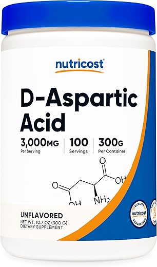 D-Aspartic Acid (DAA) em Pó 300g – Ácido D-Aspártico Puro - Nutricost