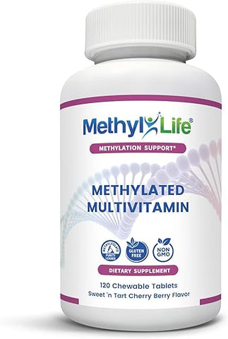 Methyl-Life Supplements - Methyl-Life Multivitamínico Mastigável Metilado para Crianças e Adultos – L-Metilfolato B12 Ativa – MTHFR – 30 Porções Adultas