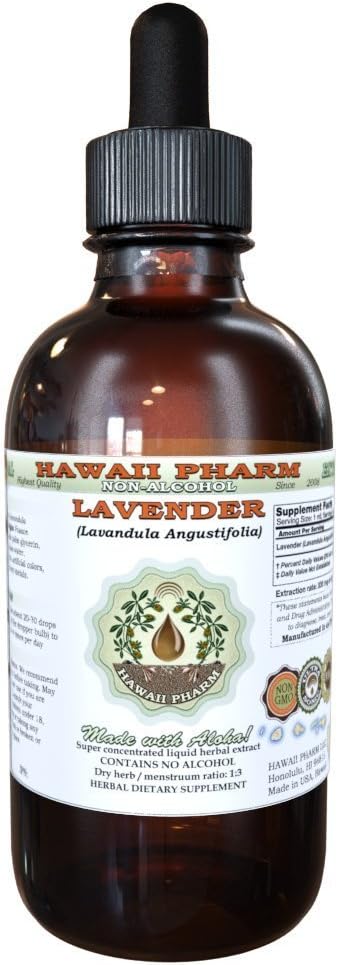Extrato Líquido de Lavanda Sem Álcool, Orgânico Lavanda (Lavandula Angustifolia) Glicerito Hawaii Pharm Herbal Natural 120 ml