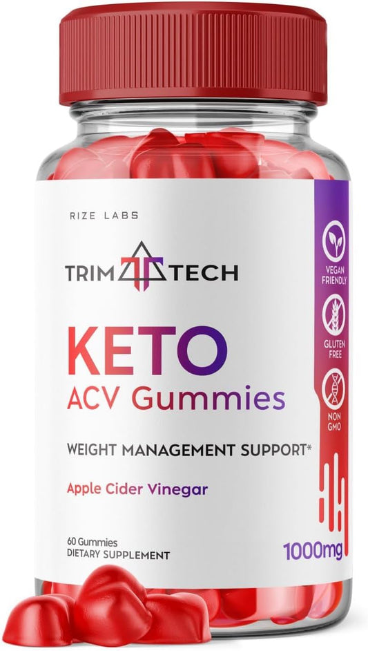 rize labs - Trim Tech Keto Gummies – Gomas Trim Tech Keto ACV Avançadas para Perda de Peso com Vinagre de Maçã – Queima de Gordura Abdominal (60 Gomas)