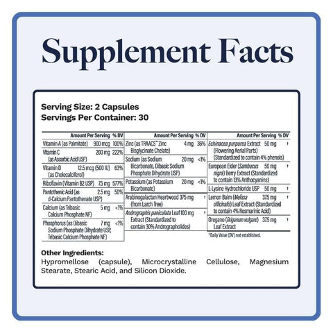 Utzy Naturals - U-Mune | Suporte Imunológico com Sabugueiro, Equinácea, Orégano | Fabricado nos EUA | Testado por Terceiros | 60 Cápsulas