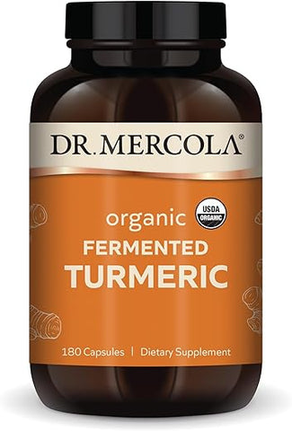 Cúrcuma Orgânica Fermentada, 90 Porções (180 Cápsulas), Suplemento Alimentar, Suporta uma Resposta Inflamatória Saudável, Não-OGM, Certificado Orgânico USDA - Dr. Mercola